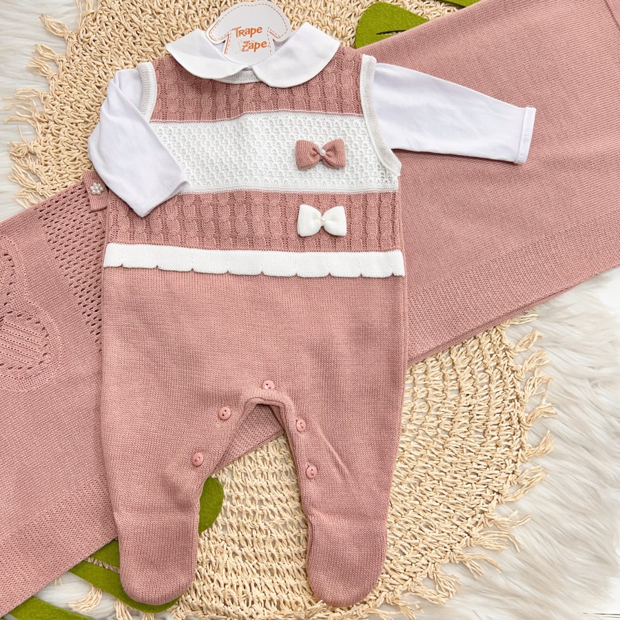  Saída de Maternidade Joana - Rosê Manta Coração Dois Laços